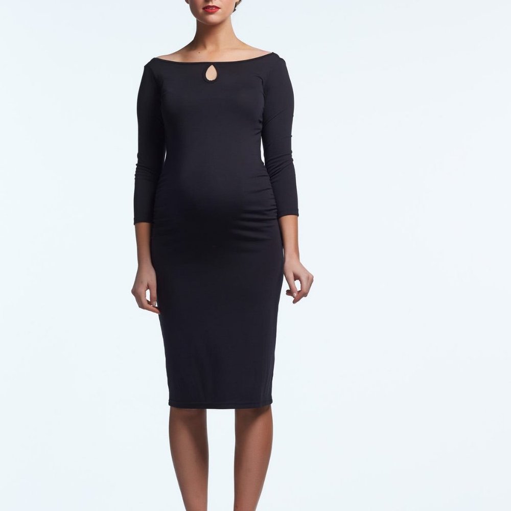Soon Maternity - London Keyhole Dress - 3/4 Sleeves - Taupe - Size M  - VGUC